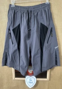 Santic men’s gray black cycling padded shorts L drawstring pockets excellent - Picture 1 of 5