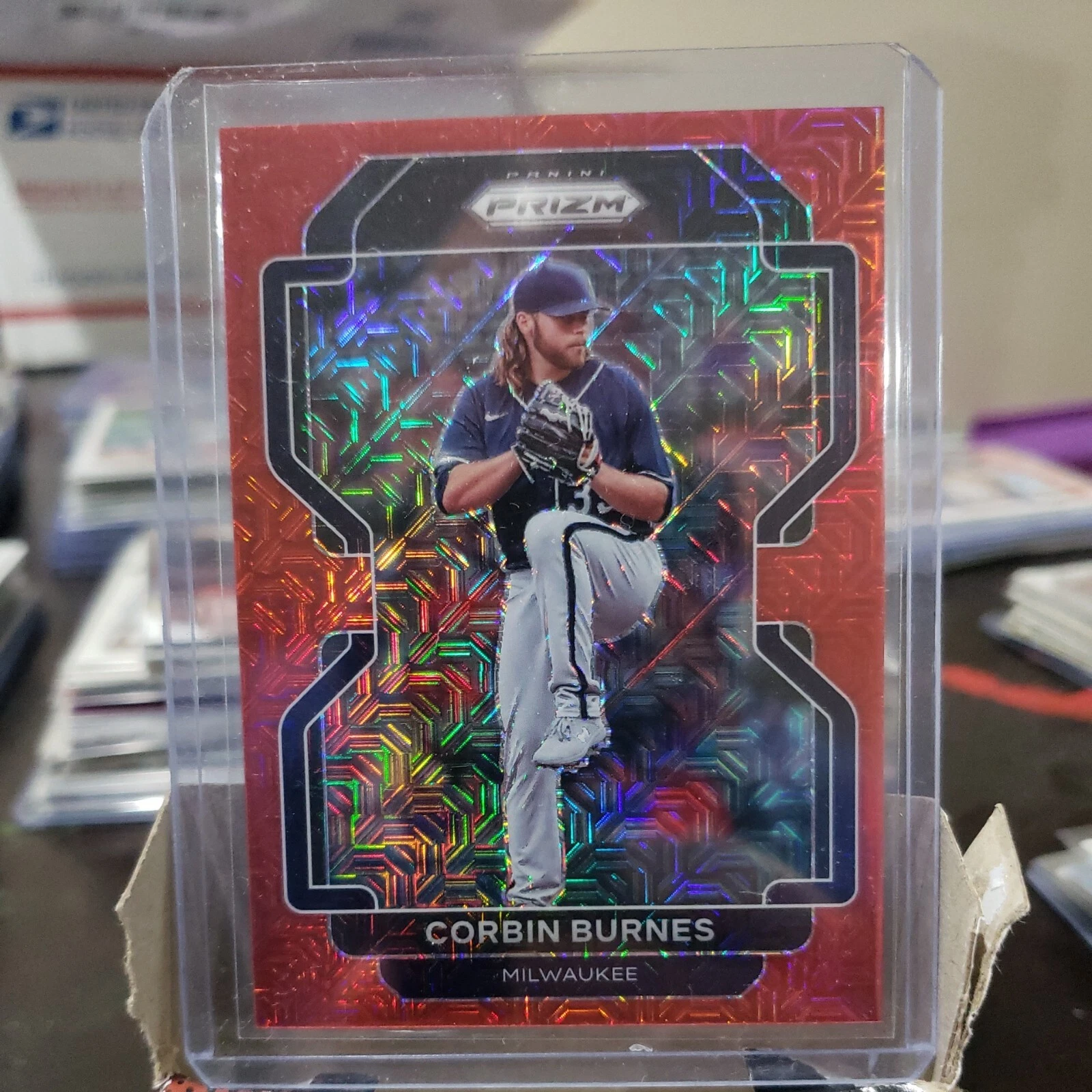 2022 Corbin Burnes Panini Prizm 044/149 Red Mojo Refractor