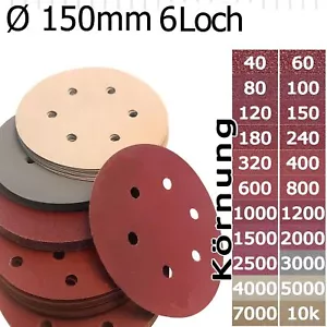 Feinschleifscheiben Klett 150mm 6 Loch Exzenter schleifpapier Schleifblätter - Bild 1 von 20