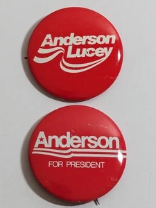Lotto 2 spille Anderson Lucey 1,5” spilla metallo voto spilla presidente - Foto 1 di 3
