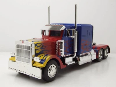 Peterbilt 379 Optimus Prime Transformers 1 Blu Con Fiamme Modellino 1:32 Jada - Immagine 1 di 4