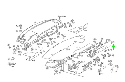 Panel de instrumentos Mercedes-Benz parte inferior derecha - 124-680-02-87-8F33 - para MBZ W124 Foto 1 de 4