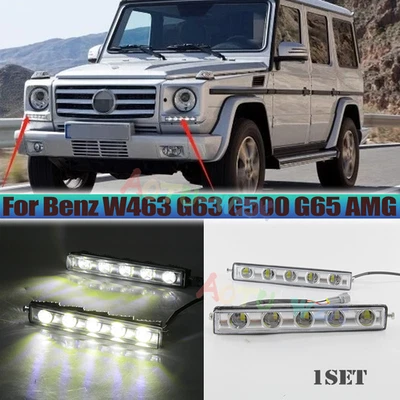 Luz de circulação diurna DRL transparente 2 peças LED para Mercedes-Benz W463 G63 G500 G65 AMG - Imagem 1 de 4