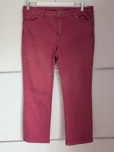 Ladies 14 White Stuff Coral Red cropped stretch low rise jeans - Picture 1 of 7