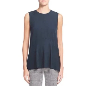 Top in seta Theory Dark Mineral Teal Laycee senza maniche con orlo ad arco taglia P XS 0 - Foto 1 di 6