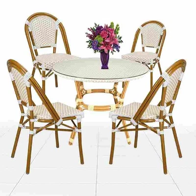 Juego Bistro Blanco y Beige Mesa 40" + 4 Sillas de Chivari Foto 1 de 4