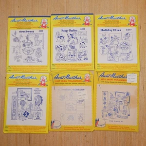 Lot of 6 Aunt Marthas Hot Iron Transfer Patterns Embroidery Craft - Picture 1 of 5