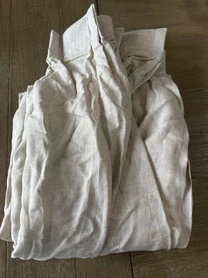 West Elm European flax Linen Pleated Drape 48x96" 1 panel natural flax - Image 1 of 3