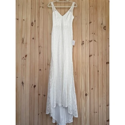 Nuevo con etiquetas Maxi Vestido Lulus Beloved Eternity Blanco Encaje Sin Mangas Espalda Sin Espalda Novia Talla M  Foto 1 de 4