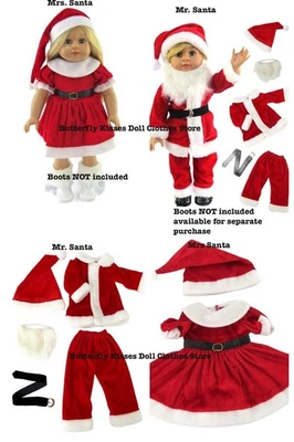 Mr. Or Mrs Santa Claus Christmas Outfit Doll Clothes For 18" American Girl