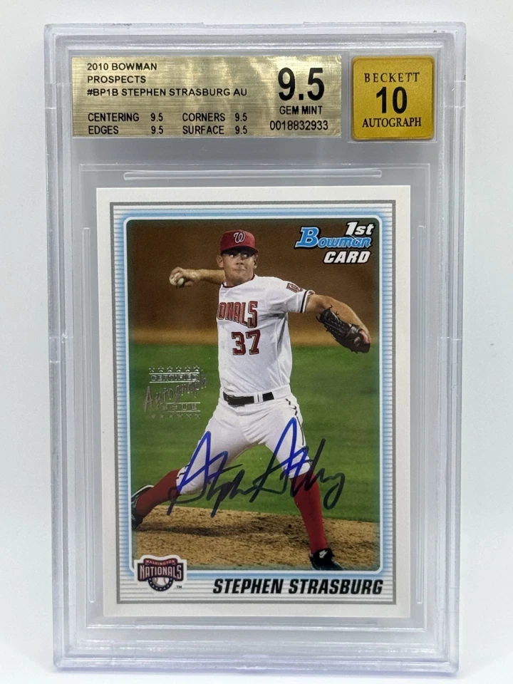 Stephen Strasburg 2010 Bowman Prospects #BP1 autógrafo BGS 9,5 gema como nuevo Foto 1 de 3