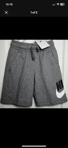 Nike Sportswear Club Fleece Kids’ Shorts Gray Size Small - Picture 1 of 2