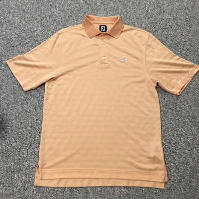 Footjoy Golf Polo Shirt Mens Medium Peach Striped Comfort Short Sleeve Logo - Image 1 of 4