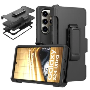 For Samsung Galaxy S24 Ultra S24+ S24 Heavy Duty Armor Case Belt Clip Kickstand - Picture 1 of 33