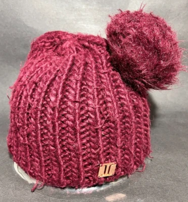 Justice Juvenil Granate Tejido Gorro Sombrero Imitación Piel Pom Esquí Nieve Invierno Niñas Aire Libre Foto 1 de 4