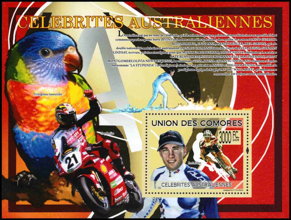 COMORO ISLANDS 2324 - Famous Australians "Brett Aikien" (pb90064) - Image 1 of 1