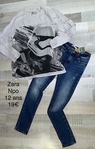 ZARA NPO 12 ANS GARÇON: T SHIRT star wars Gris + PANTALON Jean TBE - Imagen 1 de 1