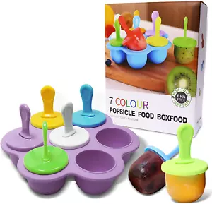 Silicone Popsicle Molds 7-Cavity DIY Ice Pop Mold with Colorful Sticks for Egg B - Picture 1 of 7