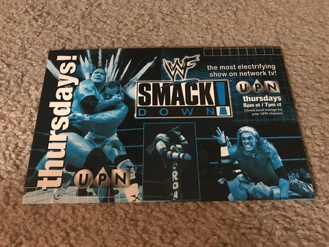 Vintage 2000 WWF SMACKDOWN UPN Poster Print Ad THE ROCK EDGE DX ROAD DOGG WWE Cover