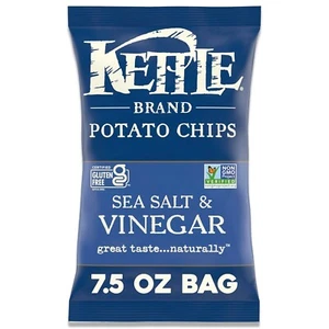 Kettle Brand Sea Salt and Vinegar Kettle Potato Chips, Gluten-Free, Non-GMO, 7.5 - Picture 1 of 3