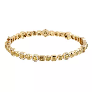 Conjunto de brazaletes brazalete de oro amarillo de 18 k con bisel de diamantes de hielo de 6,15 quilates - Imagen 1 de 5