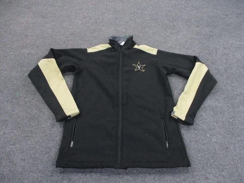 Vanderbilt Commodores Jacket Adult S Black Mock Neck Full Zip Logo Casual Mens Cover