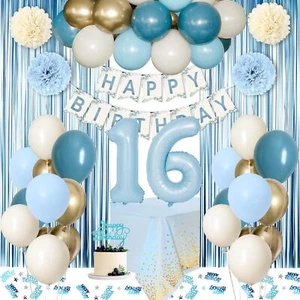 Sweet 16 Party Decorations Light Blue 16th Birthday Decorations for Girls Boy - Picture 1 of 7