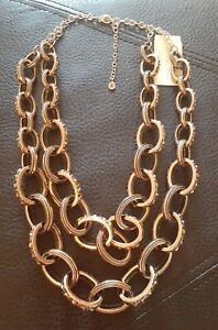 Designer Fine Studio Barse Bronze Heavy Link Double Chain Necklace Signed 