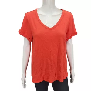Candace Cameron Bure Ladies V-Neck Dressy Top Medium Size Poppy Red Trendy Shirt - Picture 1 of 11