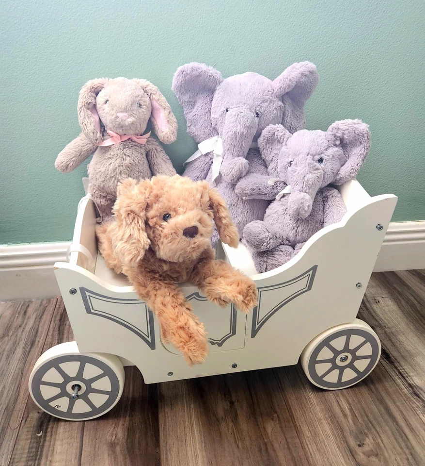 Pottery Barn Niños PBK Set Lote Carro Peluche Suave Juguete Cachorro Perro Elefante  Foto 1 de 4