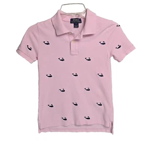 Polo Ralph Lauren Boys Pink Polo with Blue Whales Size 7 - Picture 1 of 6