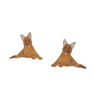 Gold Enamel German Shepherd Dog Stud Earring - Picture 1 of 2