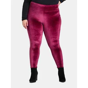 Leggings Terra & Sky para mujer de terciopelo granate talla grande 3X (24-26) nuevos con etiquetas - Imagen 1 de 13