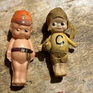 Rose O'Neill Kewpie dolls, Tiny Celluloid Miniatures Football Player Policeman - Picture 1 of 8