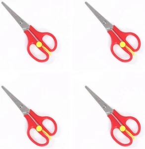 4 Pieces 5 inch Children Safety Scissors Plastic Handle Scissors Student - Picture 1 of 4
