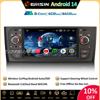 8-Core 64G Android 14 Autoradio GPS DAB+CarPlay Wifi per Fiat Grande Punto Linea - Immagine 1 di 4