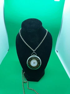 ladies vintage cardinal silver pendent watch mechanical,black & gold dial#bv. - Picture 1 of 7