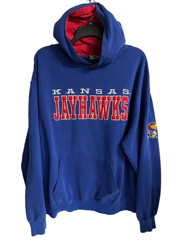 Stadium Athletic Men Sports Kansas Jay Hawks Hoodie Pocket Blue Size 2XL Cover