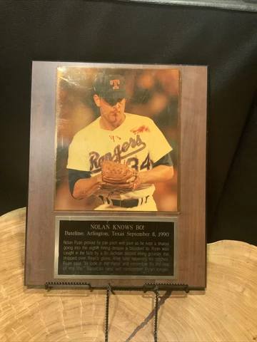 Nolan Ryan knows Bo Jackson Texas Rangers Photograph Plaque MLB Baseball Cover