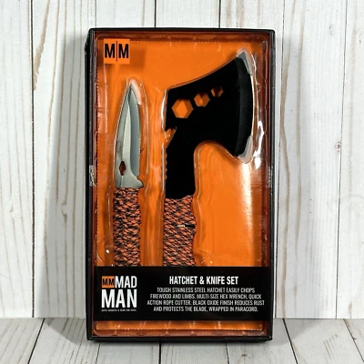 Mad Man Hatchet & Knife Set New In Box Orange Camo Hunting Outdoors - Image 1 of 4