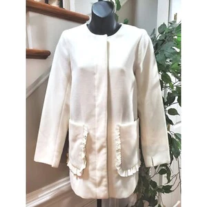 Kaari Blue Women's White Polyester Long Sleeve Buttons Front Casual Coat Size XS - Picture 1 of 13