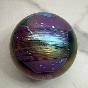 1988 Glasshouse Studios Iridescent Paperweight 10.5" Circumference Eric Brakken - Picture 1 of 12