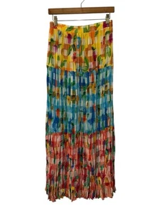Vintage Sharon Young Women Maxi Skirt Bohemian Peasant Size M Floral Color Block - Picture 1 of 6