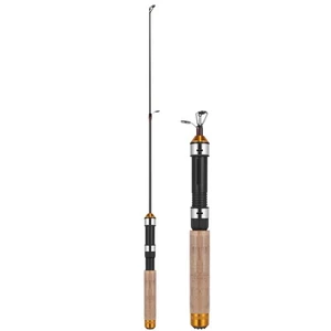 Caña de pescar telescópica de carbono de 64 cm para pesca en hielo de invierno - Imagen 1 de 12
