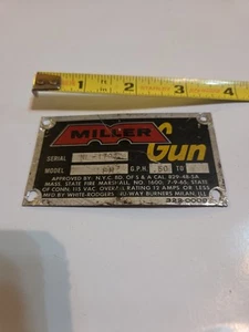 60er Miller Gun Plate Alu Schild Ölbrenner Display Tag gebraucht Steam Punk - Bild 1 von 4