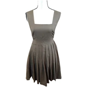 Morgane Le Fay ärmelloses plissiertes Kleid mit eckigem Ausschnitt und Schnürung in Grün Damen S - Bild 1 von 8
