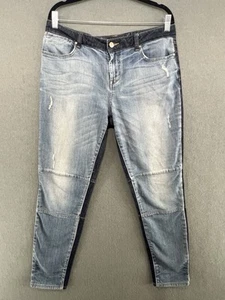 Karen Millen Jeans Size 14 Womens Two Tone Denim Blue Mid Rise - Picture 1 of 14