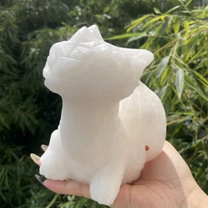 Figura de energía de cristal de cuarzo tallado decoración dragón jade blanco natural de 4,3 lb 6" - Imagen 1 de 12