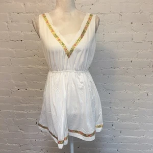 Vintage 70s Beeline Fashions Grecian Short Nightie White and Metallic Size Small - Bild 1 von 8
