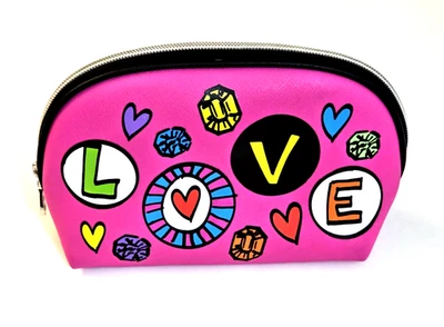 Izak Makeup Cosmetic Bag Pouch Pink Love 8 3/4" L x 6" H x 3" W - Image 1 of 4